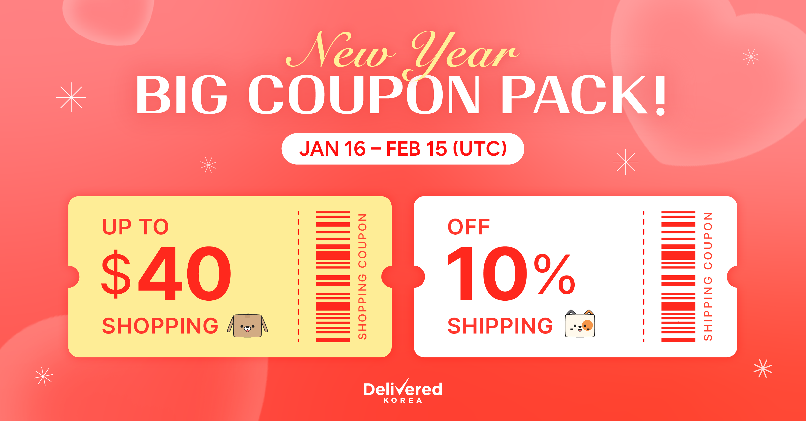 Celebrate the New Year with $40 Off + 10% Off Shipping